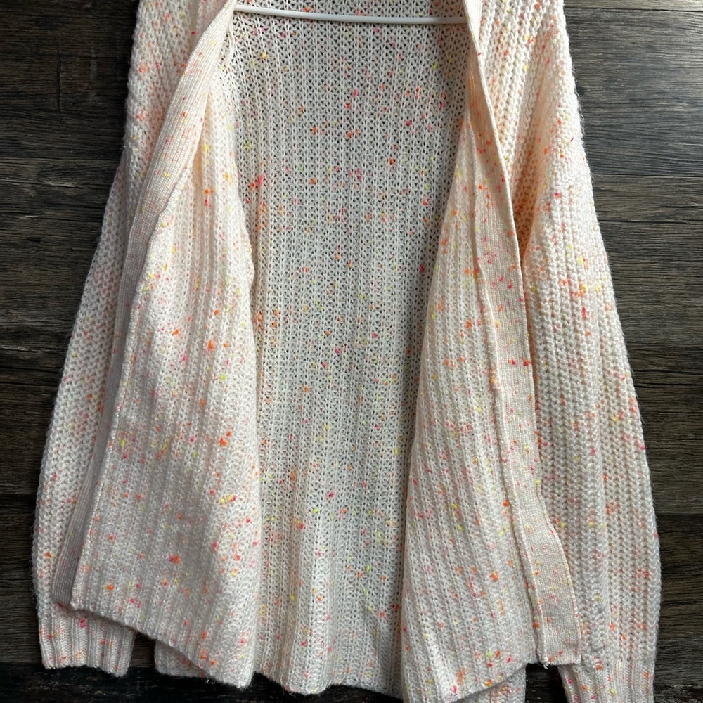 American Eagle Outfitters Cream and Neon Chunky Knit Cardigan - Picture 6 of 7